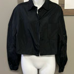 ZARA  Black Button Down Cropped Long Sleeve Jacket w/ Elastic Wristbands-Large Photo 0