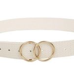 Arlee Double Buckle Vegan Leather Belt White Photo 0