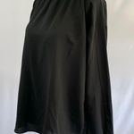 Alfani New  Mock Neck Long Sleeve Top Knit Trim High Neck Woven Blouse Black Photo 6