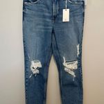 Good American Good Icon Crop Jeans 4/27 NEW Festival Rips Indigo157 Photo 1