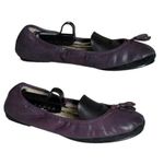 Bernardo  Leather Flats Shearling Lined Ballerina Purple Sz 6M Photo 2