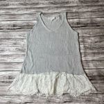 Cloud Chaser Sweater Lace V Neck Sleeveless Tank Top Grey Gray White S SM Small Photo 2