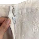 Herman Geist White Linen Blend Embroidered Floral Pants Women SZ 6 Photo 7