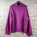 Line and Dot  Bennett Sweater in Plum Size Medium Turtleneck Long Sleeve Knit Photo 3