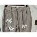 SheIn  High Waist Wide Leg Distressed Butterfly Jeans Woman’s Sz 6 (M) Photo 2