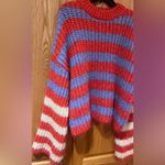 ZARA  Chunky Knit Crew Neck Oversized Striped‎ Sweater Balloon Sleeves Size Small Photo 13