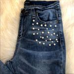BLOOMROCKS Melrose Pearls Fray Cuff Ankles Jeans Blue Size 28 Photo 8