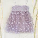 Altar'd State Aurora Purple 3D Floral Babydoll Mini Dress Embellished Lavender Photo 3