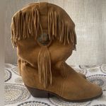 Silver Star Boots Brown Western Cowgirl Fringed Houston Suede Boots Size 8 Photo 0