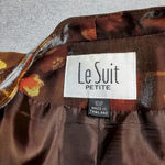 Le Suit  Petite Brown Leaf Print 2-Piece Set Photo 10