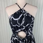 RUNAWAY THE LABEL Maxi Dress Size Large US 8 Black White Floral Key Hole Cutout Photo 2