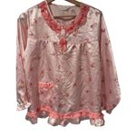 Solo Pink Pajama Set with Ruffle Trim Size M Photo 0