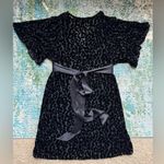 Betsey Johnson black burnout velvet leopard print tie tunic dress, size 2 Photo 4