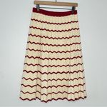 Handmade Vintage Crocheted Skirt Sz M Boho Holiday Red White Stripe Holiday Knit Photo 3