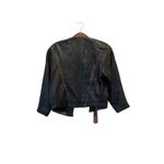 Vintage Butter Soft Black Leather Moto Jacket Brown Trim Quiet Luxury Minimalist Size L Photo 9
