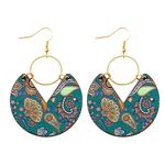 Vibrant Geometric Unique Shape Line Accents Delicate Flower Pattern‎ Earrings Photo 2