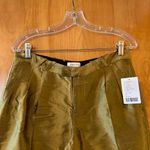 Anthropologie  Harlyn Dress Pants Cropped Silk Trouser Mustard Gold Metallic 10 Photo 1