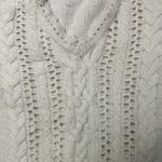 Eddie Bauer *Vintage* Women M Sweater Cottage Wool Cashmere Cable Cream V Neck Photo 2