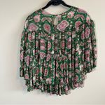 Anthropologie ✨ Women’s Green & Pink Floral Mandala Top XSP Photo 8