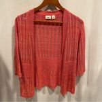 Cato Cute  peachy crochet scalloped trim open front 3/4 sleeve sweater cardigan Photo 5