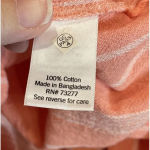 Sonoma  Size 2X Peach White Stripe Cotton Top Shirt Square‎ Neck Flutter Sleeves Photo 5