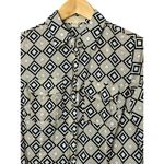 Michael Kors  Black & Tan Geometric Print Retro Look Button-Up Shirt Womens Small Photo 4