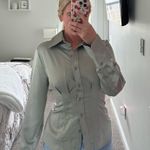 ZARA  Corset Sage Button-Down Shirt Photo 3