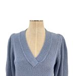 Brochu Walker  Saskia Relaxed V-neck‎ Sweater Cotton Wool Blue Size Small Photo 3