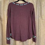 Free People Rainbow Thermal Wine Maroon Long Sleeve Boho Small Photo 1