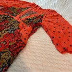 Free People Tallula Poppy Orange Deep-V Mixed Floral Boho Dress Size S Photo 13