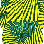 Asymmetrical African Print Yellow & Blue Long Sleeve Dress with Front Cutout Size M Photo 4