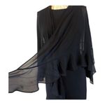 David's Bridal formal sleeveless long navy beaded tiered dress with shawl size 4 Photo 5