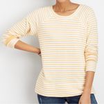 Maurice's French Terry Stripe Crew Neck Pullover Yellow White XS Photo 0