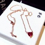 14K Rose Gold Plated Crystal Love Heart Pendant Necklace for Women Photo 2