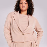 Women’s Plus Size NWT Tan Cropped Blazer Jacket 3X Photo 0