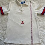 Adidas Originals Polo T-shirt Short Sleeve Quarter Zip Cream Red Blue XS Photo 9