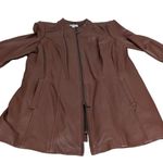 Denim And Co Brown Leather Jacket Full Zip Size Large Photo 6