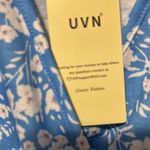 Elegant Blue Floral Midi Dress White Size L Photo 3