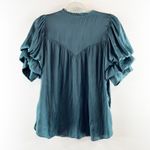Zadig & Voltaire Taste V Neck Tiered Puff Short Sleeve Satin Blouse Top Small Photo 3