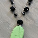 NWT Faceted onyx and lime green pendant necklace Photo 1
