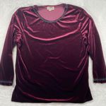 Mark Reed Velvet‎ Top Beaded Trim Long Sleeve Blouse Burgundy Plus Size 18 Purple Photo 0