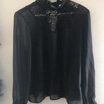 Hinge Black crochet sheer  Blouse size M Photo 0