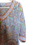 Gretchen Scott Top Womens Small Multicolor Paisley Print Sheer V Neck Blouse Photo 2