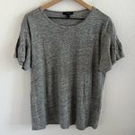 J.Crew  Linen Gray Pleated Statement Sleeve Shirt Top Large Photo 0