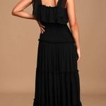 Lulus  Like a Fairy Tale Black Smocked Tie-Strap Tiered Maxi Dress Size M NEW Photo 1