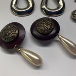 Dress Up Lot Of 3 Large Statement  Vintage Earrings Clip On Dangle Drop Photo 1