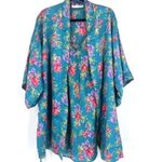 Vintage Val Mode Lingerie Womens Floral Kimono Robe and Cami Set blue Sz Medium Blue Photo 1