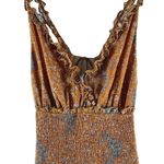 Madden Girl Gold and Blue Paisley Chiffon Smocked Mini Dress Size Small Photo 3