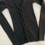 Moda ribbed deep v-neck top gray size XS Photo 3