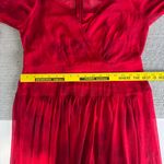 Calvin Klein  Red Chiffon Wrap Front Long Blouson Sleeve Boho Maxi Dress Size 10 Photo 11